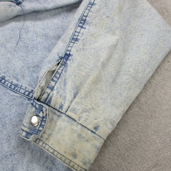 VINTAGE Peter Daniels Jacket Adult Medium Blue Denim Acid Wash Grunge 80s Bomber - Picture 5 of 15